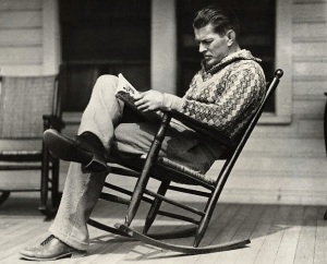 Gebe Tunney, Heavyweight Boxing Champion from 1926-1928 reading in 1927.